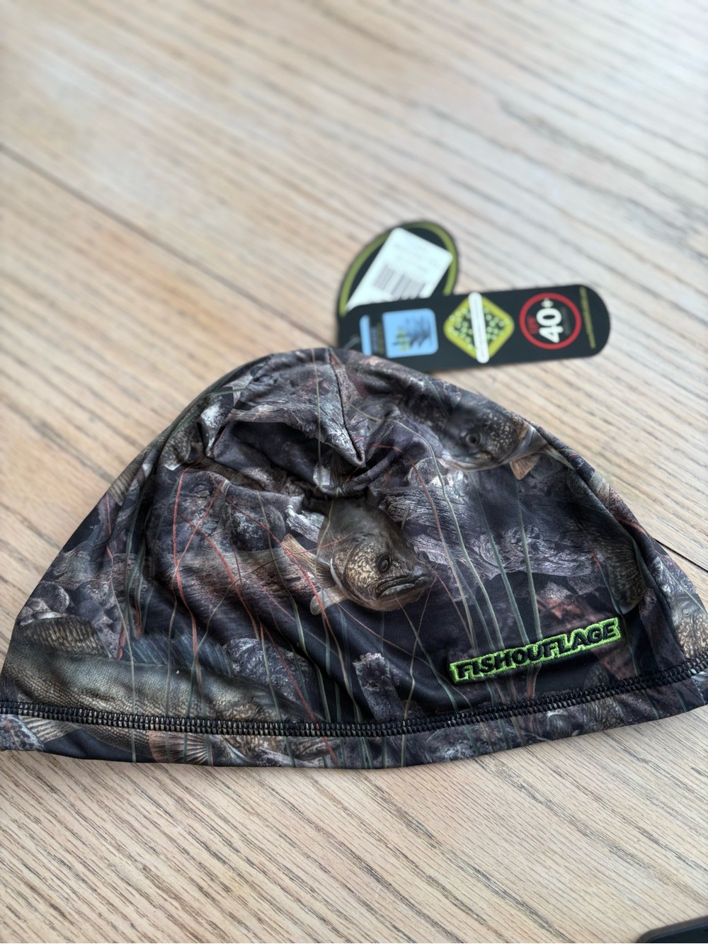 Fishouflage Men's Camo Beanie Hat - Black/Brown Fish Pattern
